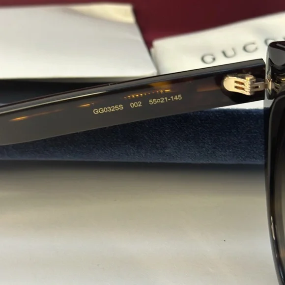 New Authentic GUCCIAcetate Cat Eye Sunglasses GG0325S Tortoise